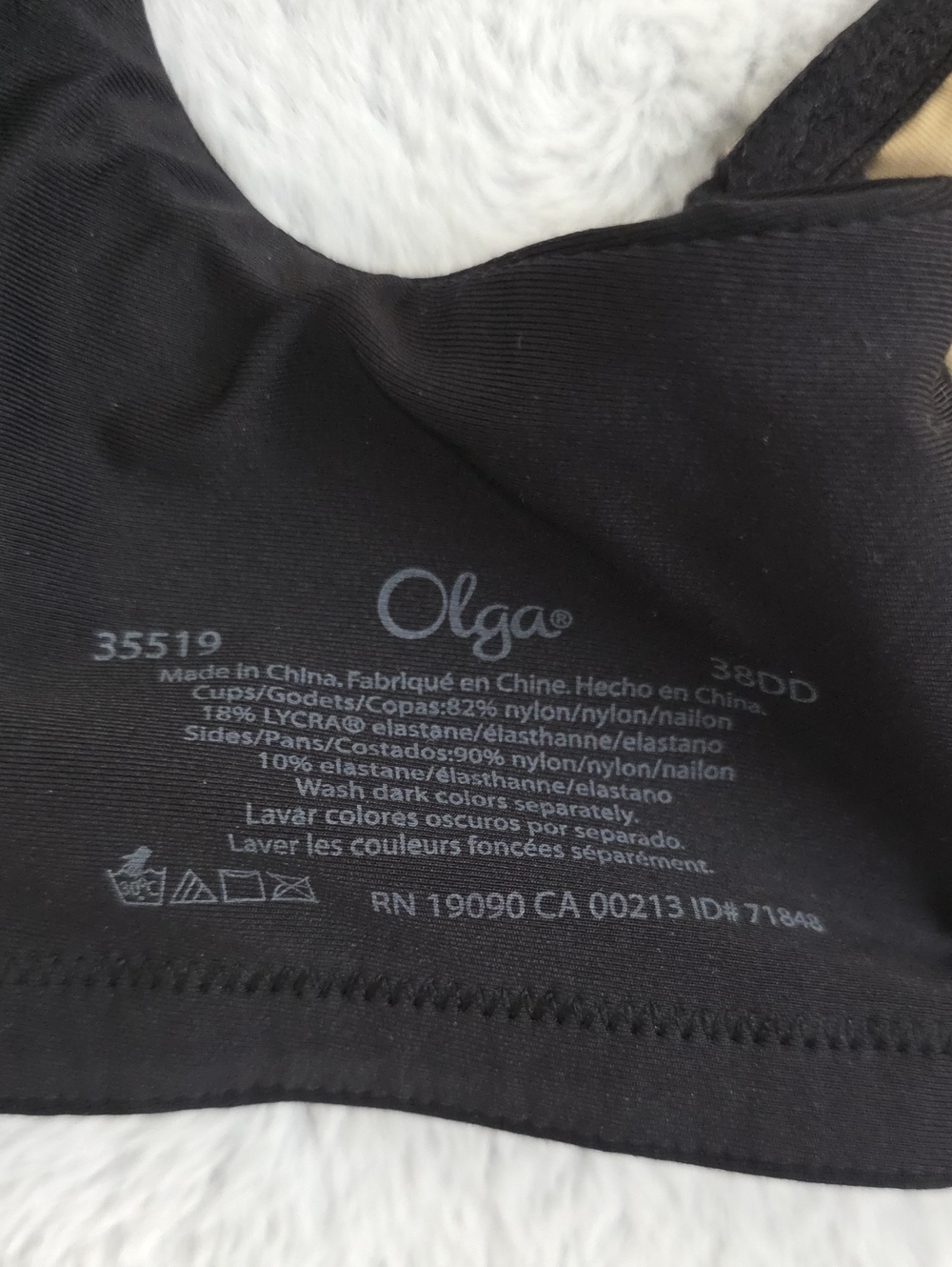 Olga 38DD Sheer Mesh Underwire Bra Black Nude Leaf Embroidered Full Coverage - Picture 11 of 11